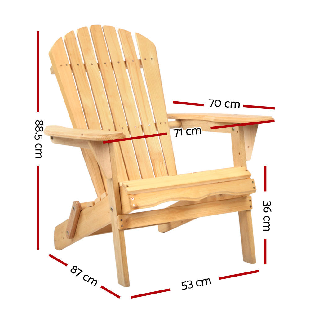 Gardeon Adirondack Outdoor Chairs Wooden Beach Chair Patio Furniture Garden Natural Chez Guru
