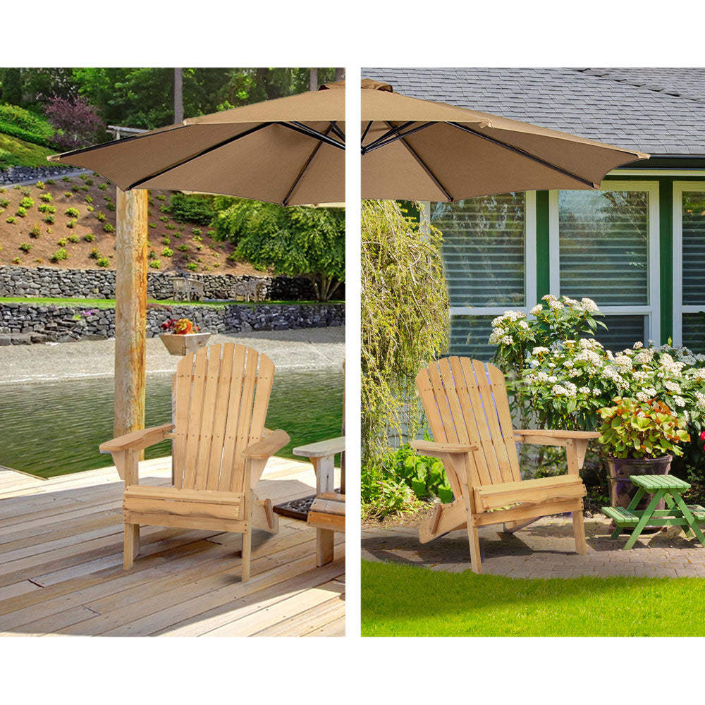 Gardeon Adirondack Outdoor Chairs Wooden Beach Chair Patio Furniture Garden Natural Chez Guru