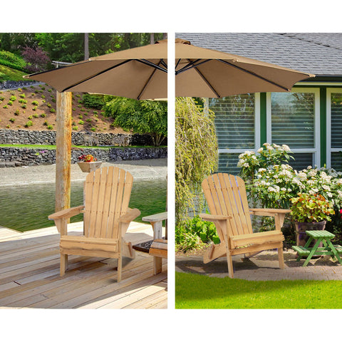 Gardeon Adirondack Outdoor Chairs Wooden Beach Chair Patio Furniture Garden Natural Chez Guru