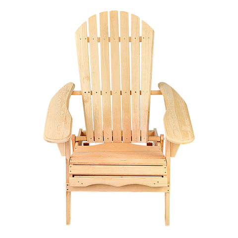 Gardeon Adirondack Outdoor Chairs Wooden Beach Chair Patio Furniture Garden Natural Set of 2 Chez Guru