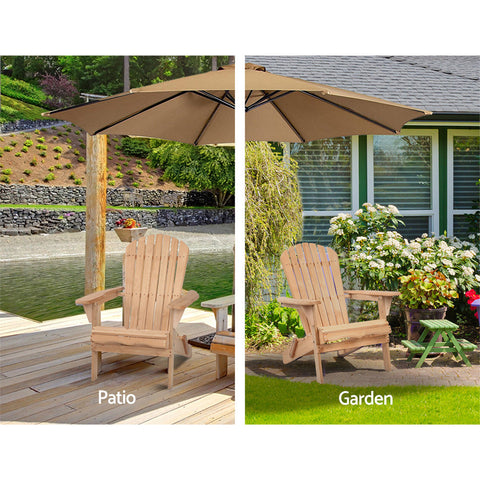 Gardeon Adirondack Outdoor Chairs Wooden Beach Chair Patio Furniture Garden Natural Set of 2 Chez Guru
