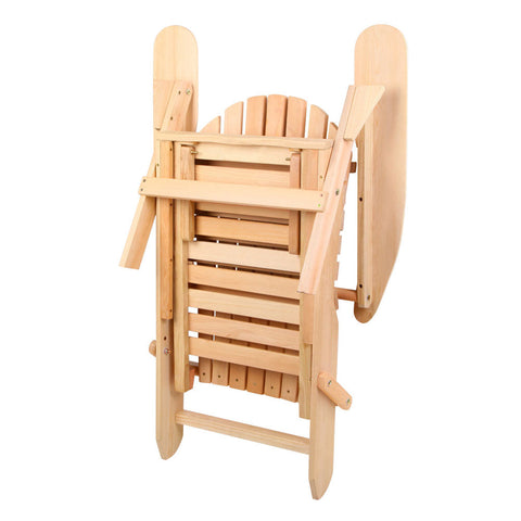 Gardeon 3PC Adirondack Outdoor Table and Chairs? Wooden Sun Lounge Beach Patio Natural Chez Guru