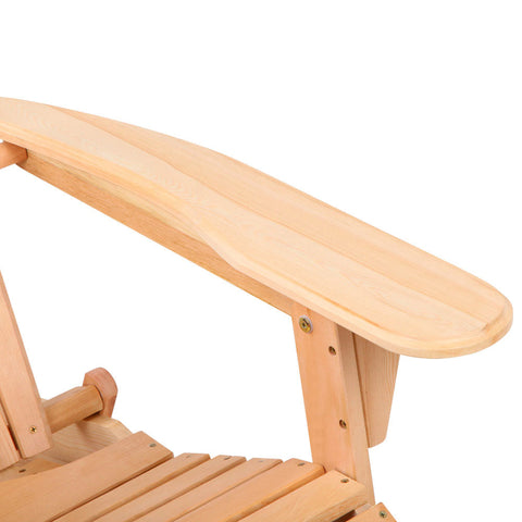 Gardeon 3PC Adirondack Outdoor Table and Chairs? Wooden Sun Lounge Beach Patio Natural Chez Guru