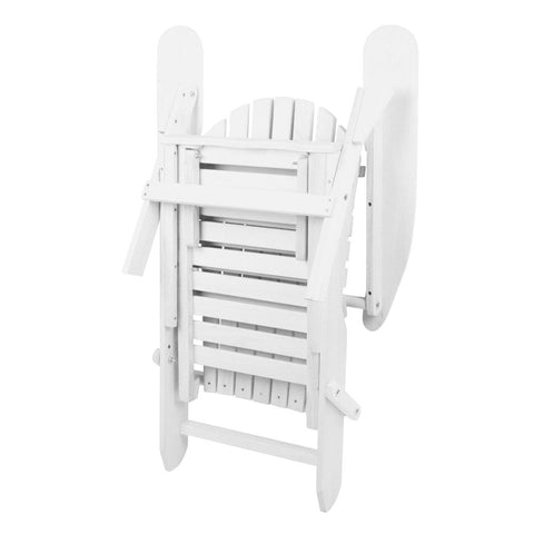 Gardeon 3PC Adirondack Outdoor Table and Chairs Wooden Sun Lounge Beach Patio White Chez Guru