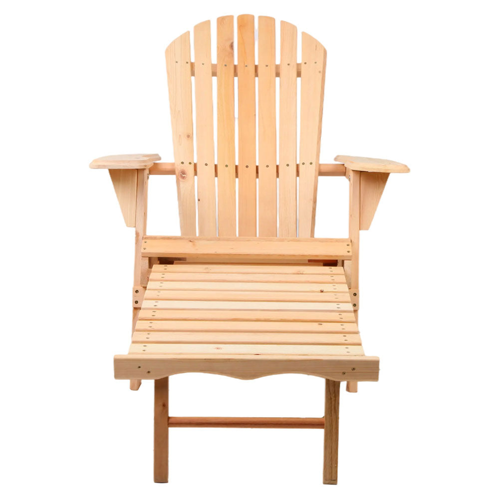 Gardeon Adirondack Outdoor Chairs Wooden Sun Lounge Patio Furniture Garden Natural Chez Guru