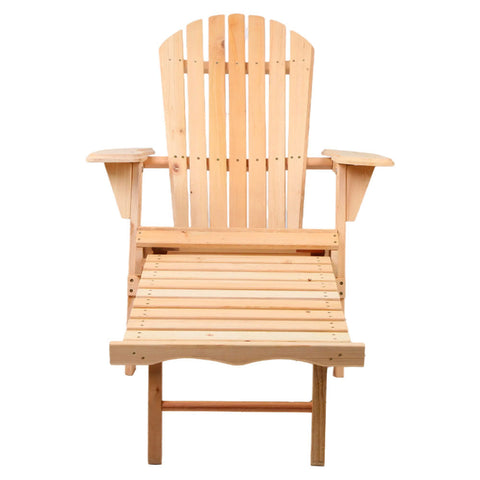 Gardeon Adirondack Outdoor Chairs Wooden Sun Lounge Patio Furniture Garden Natural Chez Guru