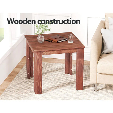 Gardeon Coffee Side Table Wooden Desk Outdoor Furniture Camping Garden Brown - Chez Guru