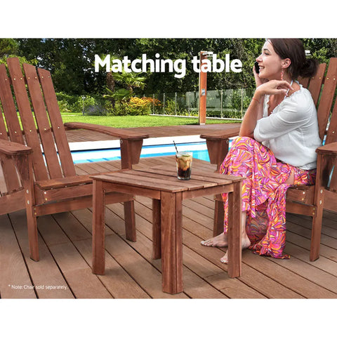 Gardeon Coffee Side Table Wooden Desk Outdoor Furniture Camping Garden Brown - Chez Guru