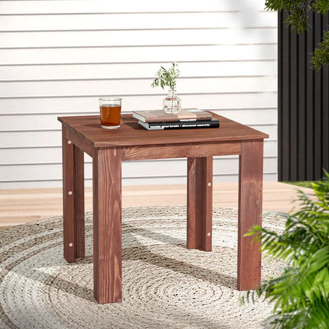 Gardeon Coffee Side Table Wooden Desk Outdoor Furniture Camping Garden Brown - Chez Guru