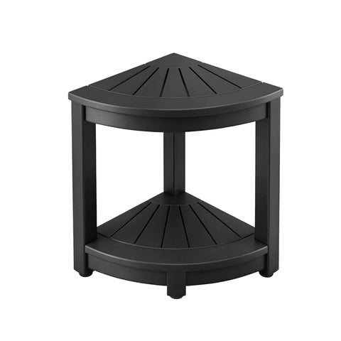 Gardeon Outdoor Coffee Side Table HDPE Desk Corner Shower Stool Bench Seat with Storage Shelf Black