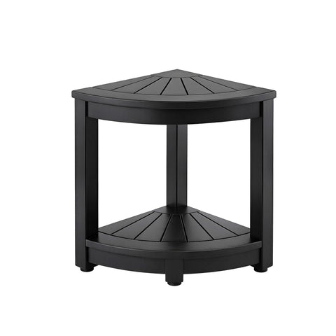 Gardeon Outdoor Coffee Side Table HDPE Desk Corner Shower Stool Bench Seat with Storage Shelf Black