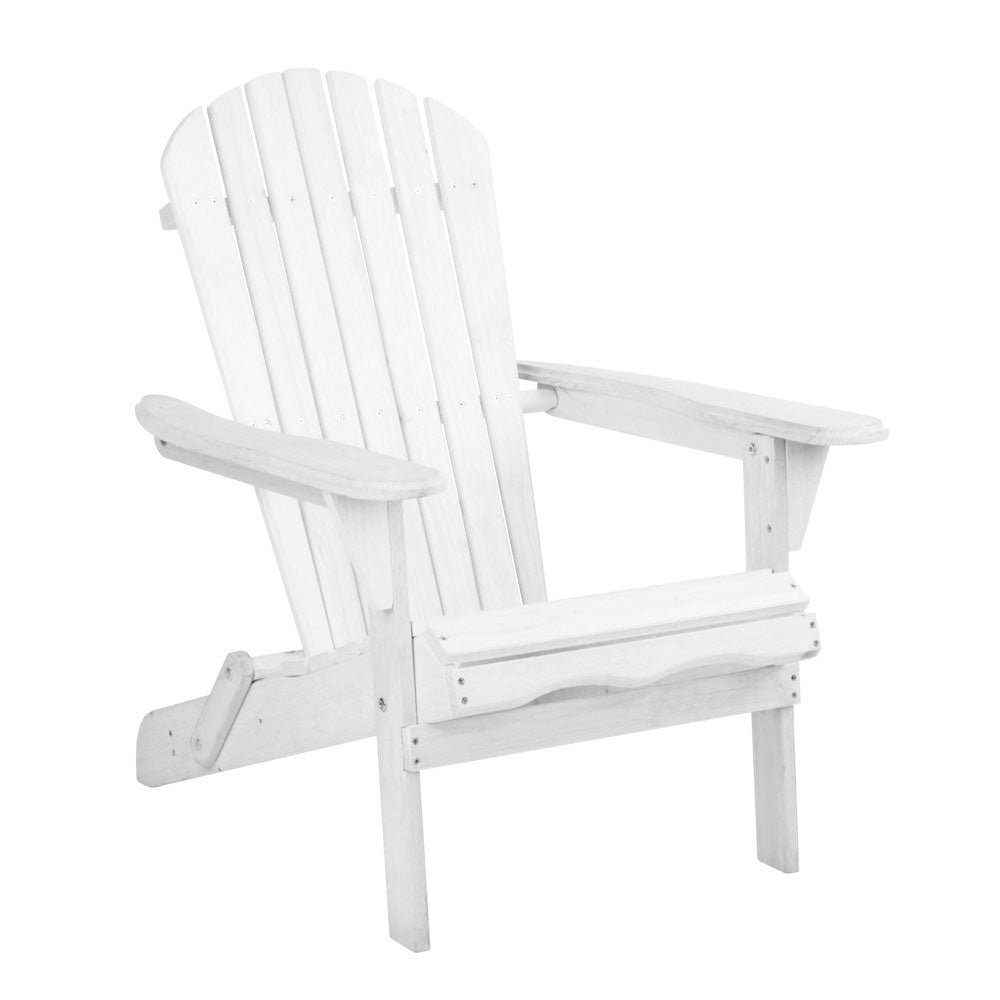 Gardeon Adirondack Outdoor Chairs Wooden Foldable Beach Chair Patio Furniture White Chez Guru