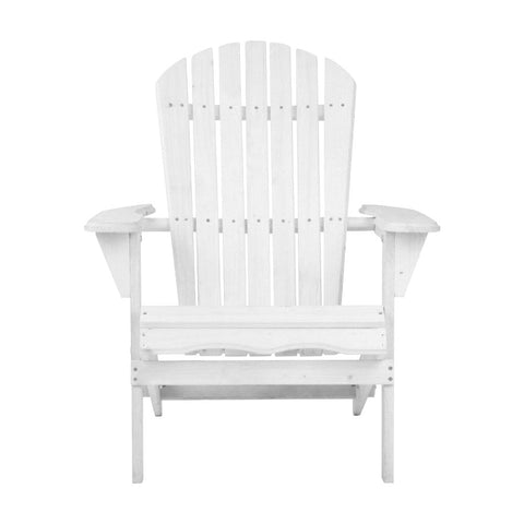 Gardeon Adirondack Outdoor Chairs Wooden Foldable Beach Chair Patio Furniture White Chez Guru