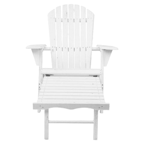Gardeon Sun Lounge Outdoor Chairs Wooden Foldable Patio Furniture Adirondack White Chez Guru
