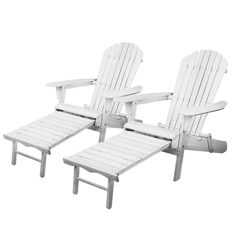 Gardeon 2PC Adirondack Outdoor Chairs Wood Foldable Sun Lounge Patio Furniture Chez Guru