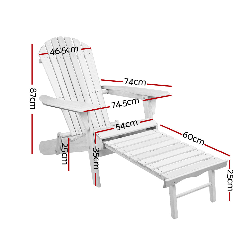 Gardeon 2PC Adirondack Outdoor Chairs Wood Foldable Sun Lounge Patio Furniture Chez Guru