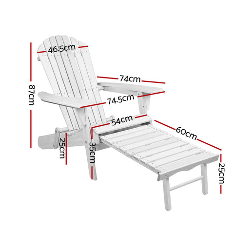 Gardeon 2PC Adirondack Outdoor Chairs Wood Foldable Sun Lounge Patio Furniture Chez Guru