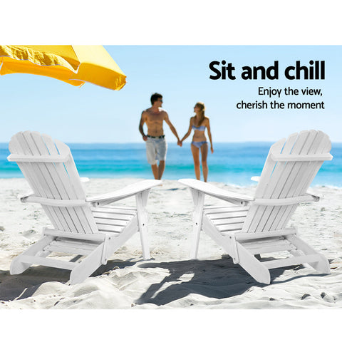 Gardeon 2PC Adirondack Outdoor Chairs Wood Foldable Sun Lounge Patio Furniture Chez Guru