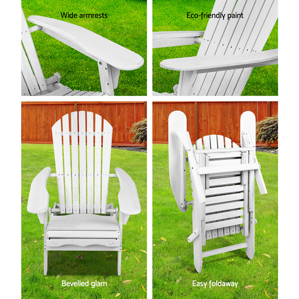 Gardeon 2PC Adirondack Outdoor Chairs Wood Foldable Sun Lounge Patio Furniture Chez Guru