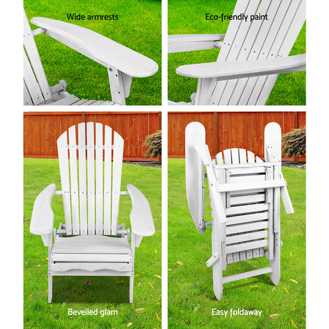 Gardeon 2PC Adirondack Outdoor Chairs Wood Foldable Sun Lounge Patio Furniture Chez Guru