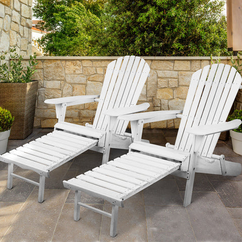 Gardeon 2PC Adirondack Outdoor Chairs Wood Foldable Sun Lounge Patio Furniture Chez Guru
