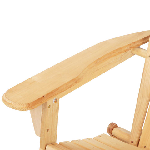 Gardeon 3PC Adirondack Outdoor Table and Chairs Wooden Foldable Beach Chair Natural Chez Guru