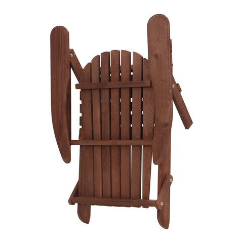 Gardeon 3PC Adirondack Outdoor Table and Chairs Wooden Foldable Beach Chair - Brown