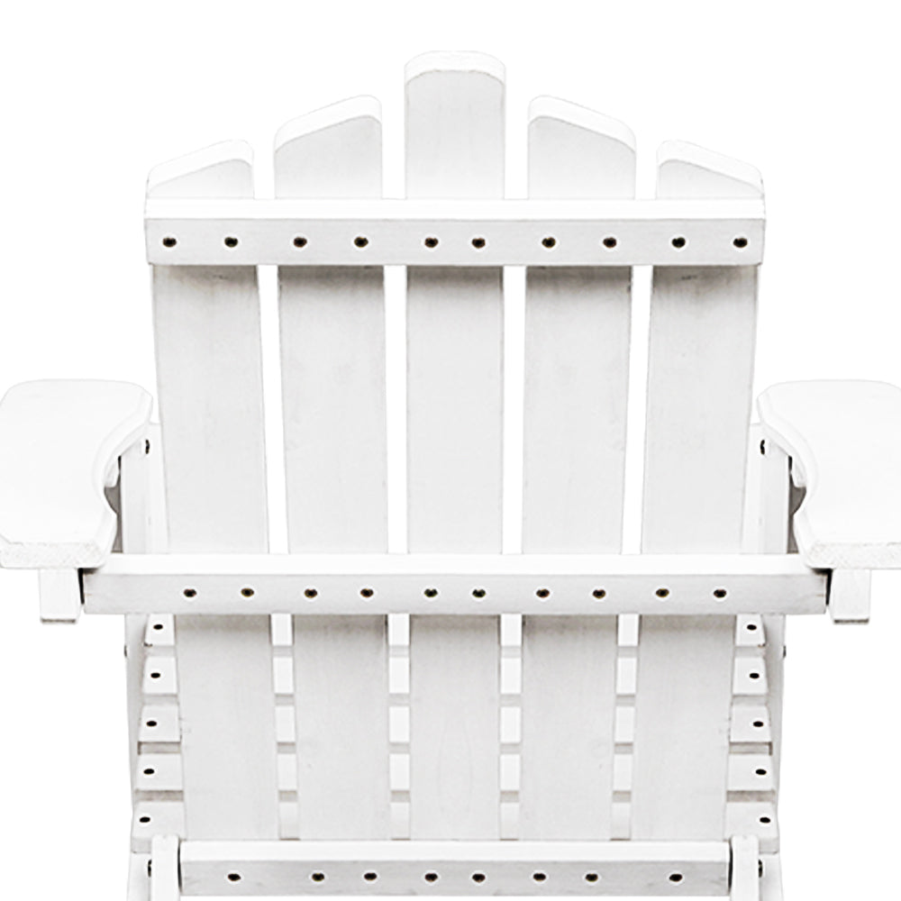 Gardeon 5PC Adirondack Outdoor Table and Chairs Wooden Sun Lounge Patio Furniture White Chez Guru