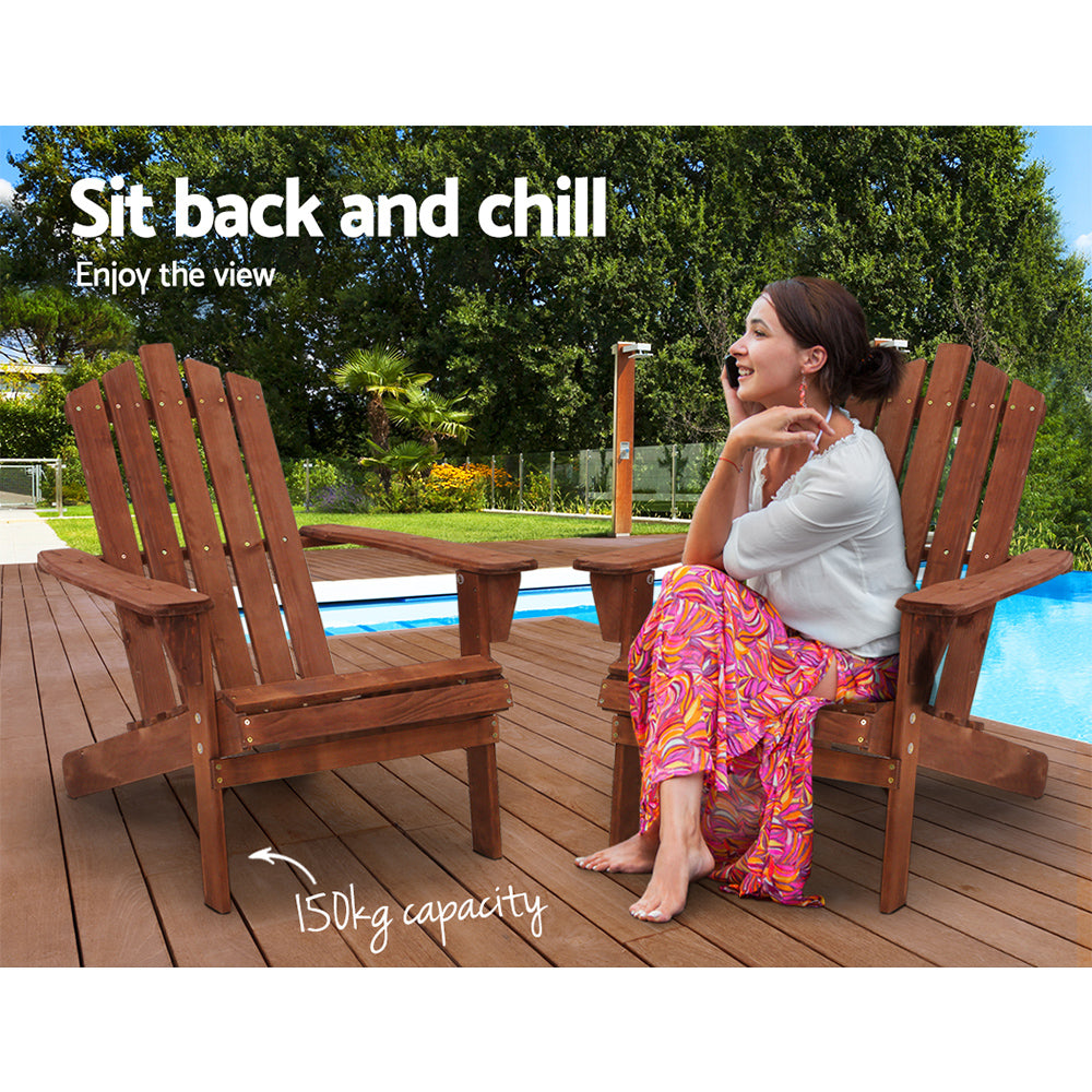 Gardeon Adirondack Outdoor Chairs Wooden Beach Chair Patio Furniture Garden Brown Chez Guru