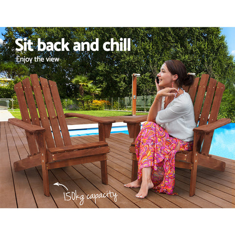 Gardeon Adirondack Outdoor Chairs Wooden Beach Chair Patio Furniture Garden Brown Chez Guru