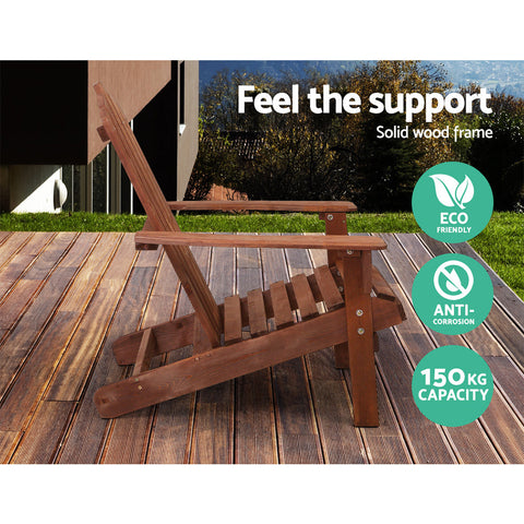 Gardeon Adirondack Outdoor Chairs Wooden Beach Chair Patio Furniture Garden Brown Chez Guru