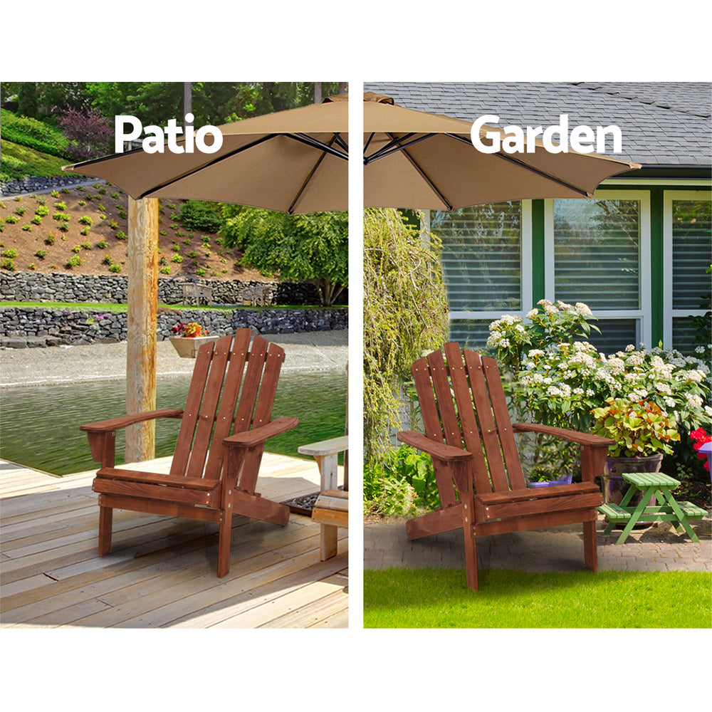 Gardeon Adirondack Outdoor Chairs Wooden Beach Chair Patio Furniture Garden Brown Chez Guru