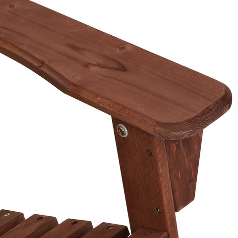 Gardeon 3PC Adirondack Outdoor Table and Chairs Wooden Beach Chair Brown Chez Guru
