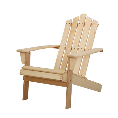 Gardeon Adirondack Outdoor Chairs Wooden Beach Chair Patio Furniture Garden Natural Chez Guru