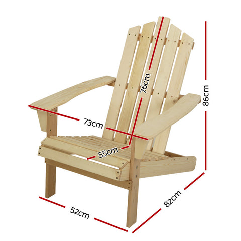 Gardeon Adirondack Outdoor Chairs Wooden Beach Chair Patio Furniture Garden Natural Chez Guru