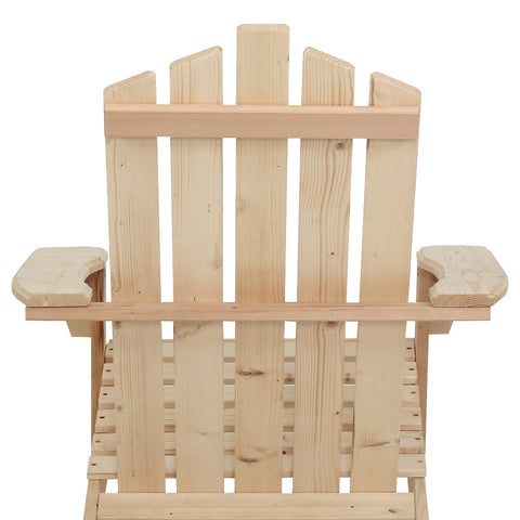 Gardeon 3PC Adirondack Outdoor Table and Chairs Wooden Beach Chair Natural Chez Guru