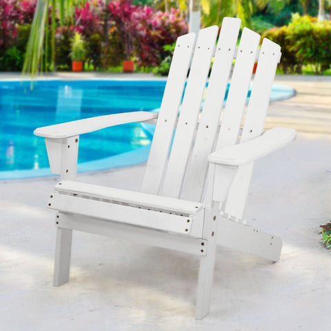 Gardeon Adirondack Outdoor Chairs Wooden Beach Chair Patio Furniture Garden White Chez Guru