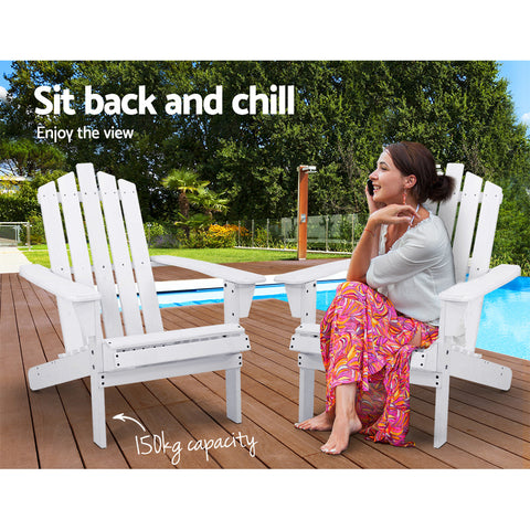 Gardeon Adirondack Outdoor Chairs Wooden Beach Chair Patio Furniture Garden White Chez Guru
