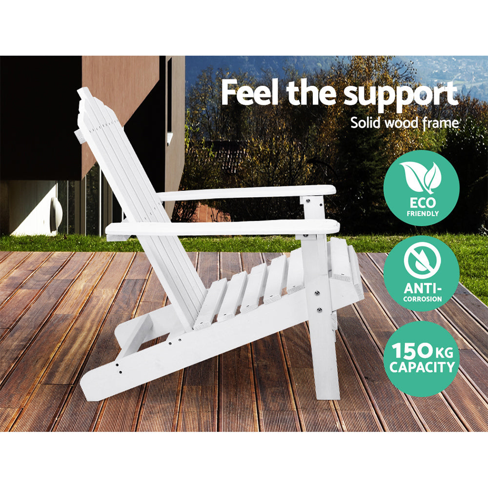 Gardeon Adirondack Outdoor Chairs Wooden Beach Chair Patio Furniture Garden White Chez Guru