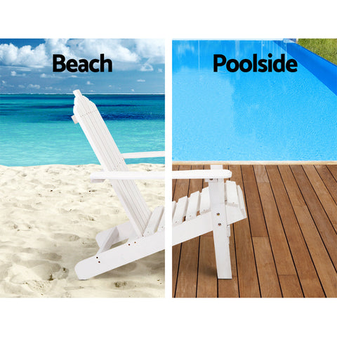 Gardeon Adirondack Outdoor Chairs Wooden Beach Chair Patio Furniture Garden White Chez Guru