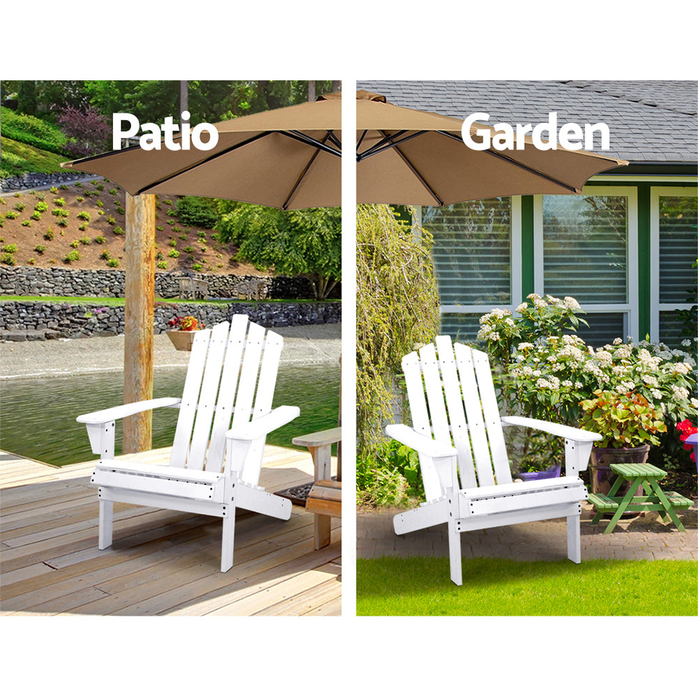 Gardeon Adirondack Outdoor Chairs Wooden Beach Chair Patio Furniture Garden White Chez Guru