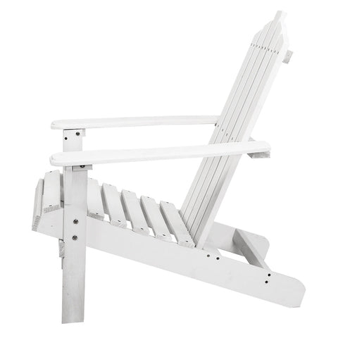 Gardeon 3PC Adirondack Outdoor Table and Chairs Wooden Beach Chair White Chez Guru
