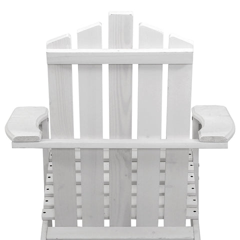 Gardeon 3PC Adirondack Outdoor Table and Chairs Wooden Beach Chair White Chez Guru