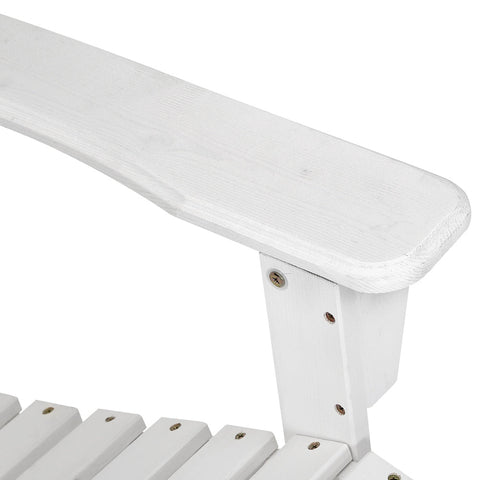 Gardeon 3PC Adirondack Outdoor Table and Chairs Wooden Beach Chair White Chez Guru