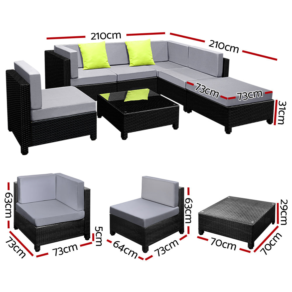 Gardeon 7-Piece Outdoor Sofa Set Wicker Couch Lounge Setting Seat Cover Chez Guru