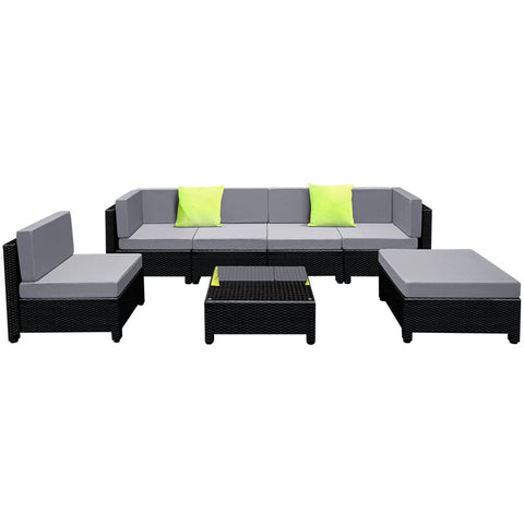 Gardeon 7-Piece Outdoor Sofa Set Wicker Couch Lounge Setting Seat Cover Chez Guru