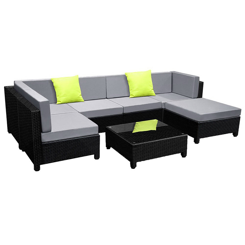 Gardeon 7-Piece Outdoor Sofa Set Wicker Couch Lounge Setting Seat Cover Chez Guru