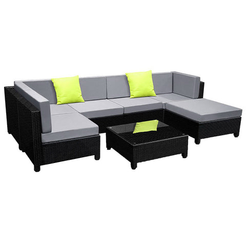 Gardeon 7-Piece Outdoor Sofa Set Wicker Couch Lounge Setting Seat Cover Chez Guru
