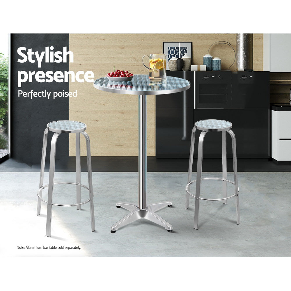 Gardeon 2x Outdoor Bar Stools Aluminum Chez Guru