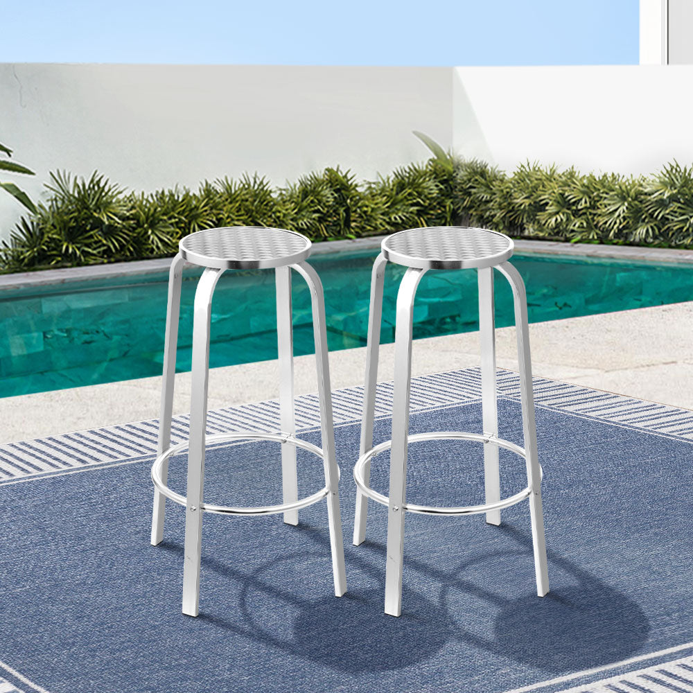 Gardeon 2x Outdoor Bar Stools Aluminum Chez Guru